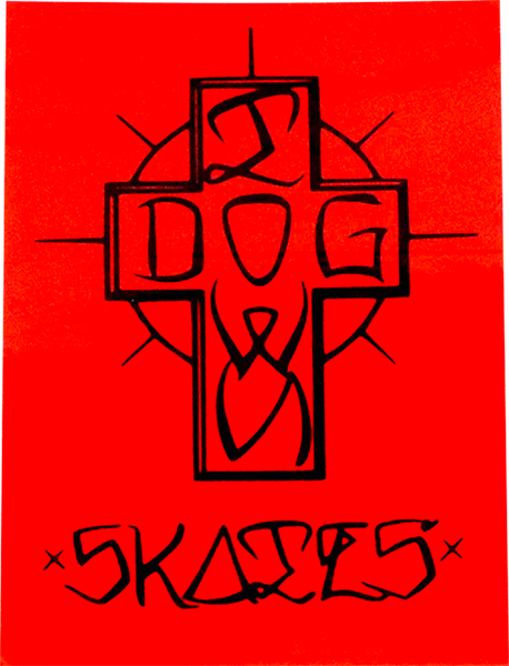 DOGTOWN ESE CROSS 4" STICKER RED/BLK
