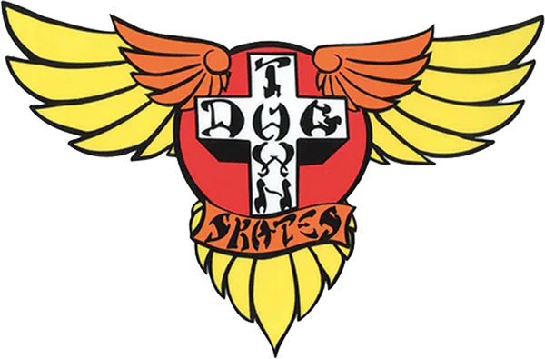 DOGTOWN WINGS 70S 4" STICKER YELLOW