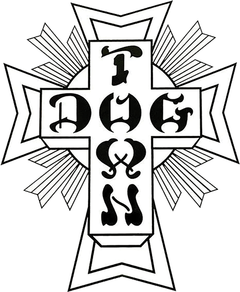 DOGTOWN 70'S CROSS LOGO STICKER 12" WHT/BLK/WHT