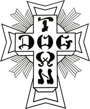 DOGTOWN 70'S CROSS LOGO STICKER 12" WHT/BLK/WHT