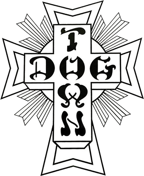 DOGTOWN 70'S CROSS LOGO STICKER 12" WHT/BLK/WHT