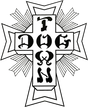DOGTOWN 70'S CROSS LOGO STICKER 12" WHT/BLK/WHT