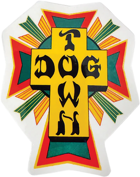 DOGTOWN 80'S CROSS LOGO DECAL 2" RASTA