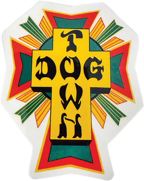 DOGTOWN 80'S CROSS LOGO DECAL 2" RASTA