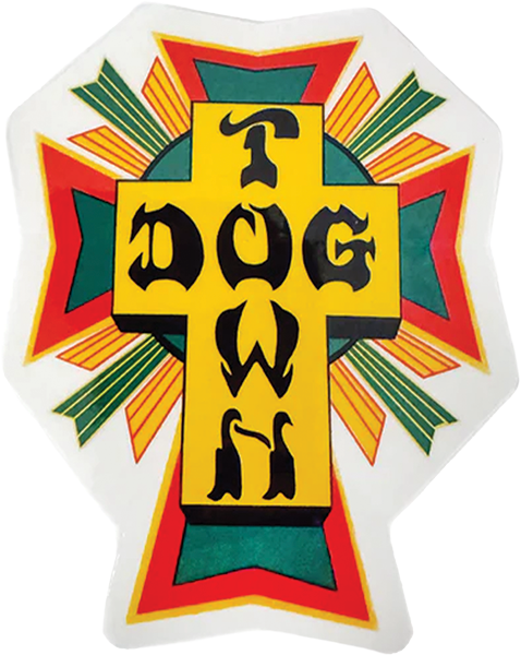 DOGTOWN 80'S CROSS LOGO DECAL 2" RASTA