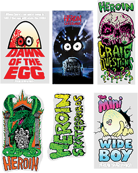 HEROIN 12PK/ASST DAWN OF THE EGG STICKERS