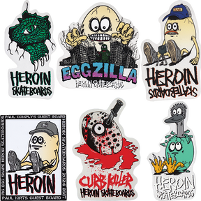 HEROIN 12/PK ASST EGGZILLA STICKERS