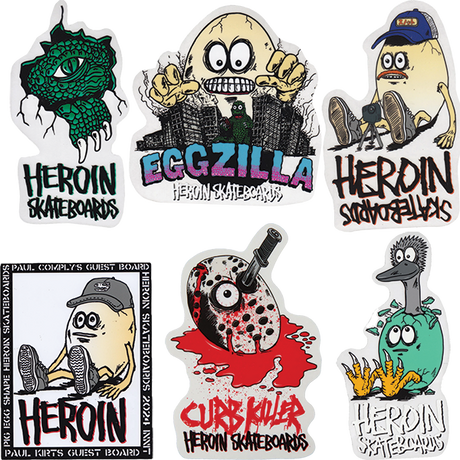 HEROIN 12/PK ASST EGGZILLA STICKERS