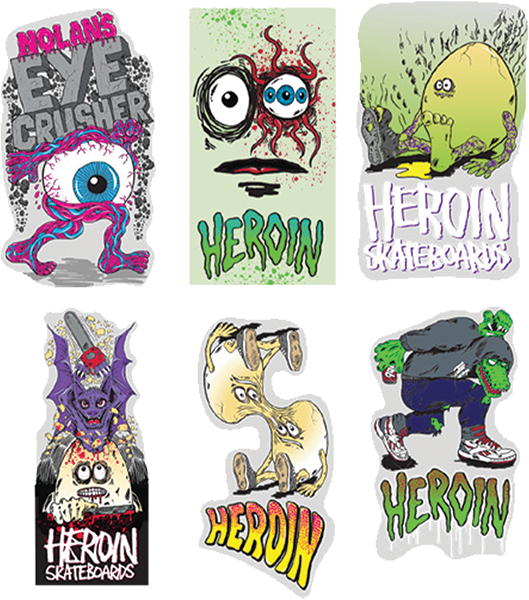 HEROIN 12/PK ASST EYE CRUSHER STICKERS