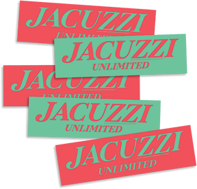 JACUZZI LOGO STICKER 2X7" SALMON/MINT