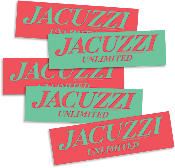 JACUZZI LOGO STICKER 2X7" SALMON/MINT