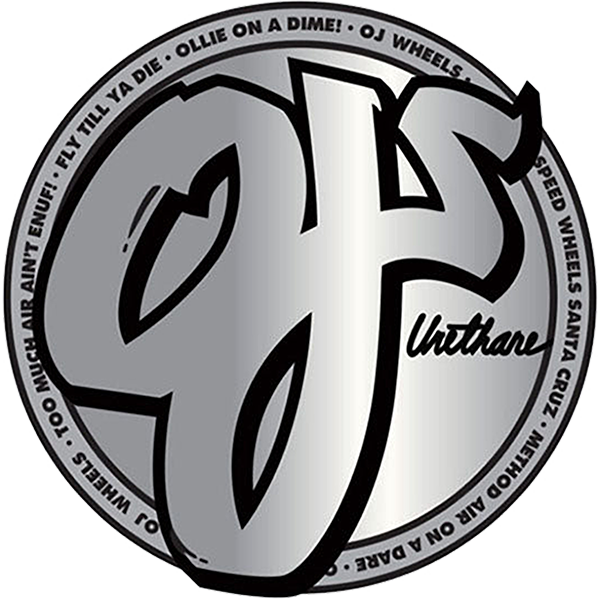 OJ SILVER AND BLACK DECAL 3.1X3.1 METALLIC FOIL STICKER