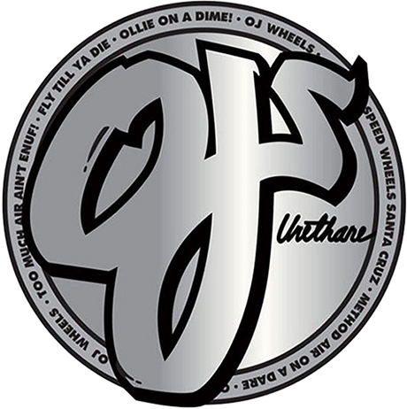 OJ SILVER AND BLACK DECAL 3.1X3.1 METALLIC FOIL STICKER