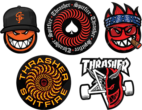 SPITFIRE THRASHER 5/PK ASSORTED STICKERS PACK