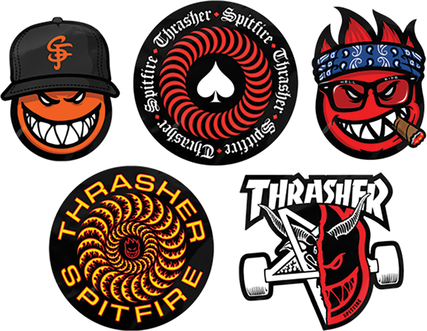 SPITFIRE THRASHER 5/PK ASSORTED STICKERS PACK