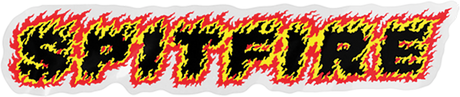 SPITFIRE FLAMES SCRIPT STICKER MD