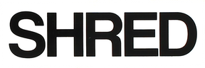SHRED STICKERS PRINTED SHRED BOLD 4.5x1.5 WHT/BLK