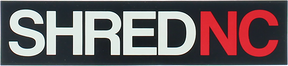 SHRED STICKERS PRINTED SHRED NC 6.5x1.5 BLK/WHT/RD