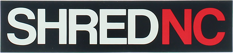 SHRED STICKERS PRINTED SHRED NC 6.5x1.5 BLK/WHT/RD