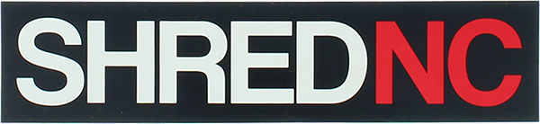 SHRED STICKERS PRINTED SHRED NC 6.5x1.5 BLK/WHT/RD