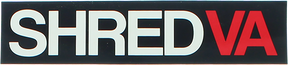 SHRED STICKERS PRINTED SHRED VA 5"x4" BLK/WHT/RED