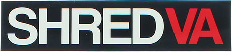 SHRED STICKERS PRINTED SHRED VA 5"x4" BLK/WHT/RED