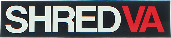 SHRED STICKERS PRINTED SHRED VA 5"x4" BLK/WHT/RED