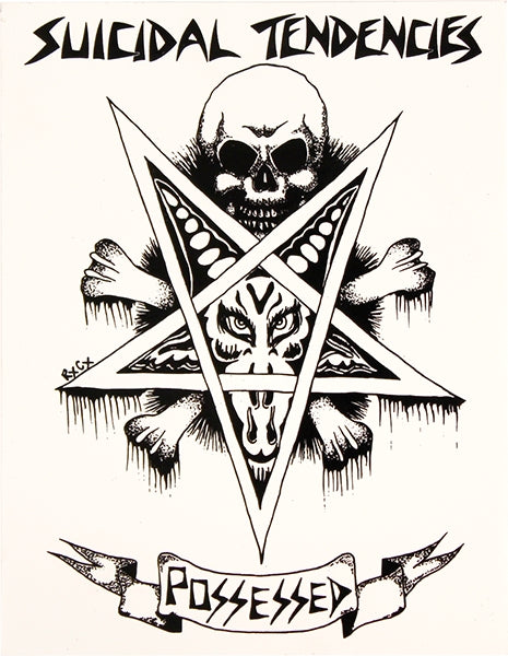 SUICIDAL SKATES POSSESED DECAL STICKER 4.75" WHITE (2 pack)