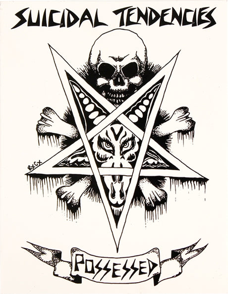 SUICIDAL SKATES POSSESED DECAL STICKER 4.75" WHITE (2 pack)