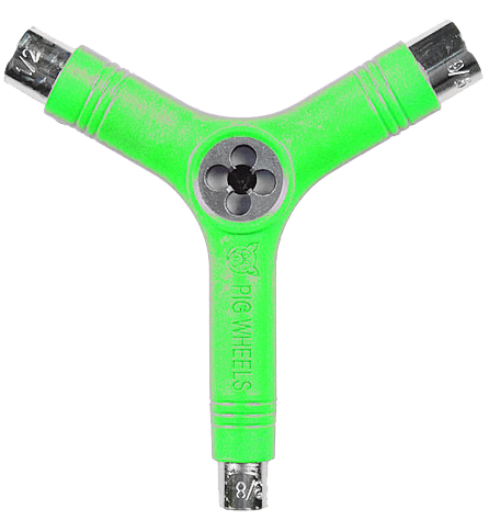 PIG SKATE SKATE TOOL-NEON GREEN tri-socket threader