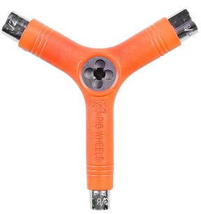 PIG SKATE SKATE TOOL-NEON ORANGE tri-socket threader