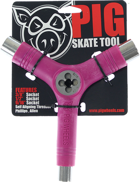 PIG SKATE TOOL-NEON PINK tri-socket/threader