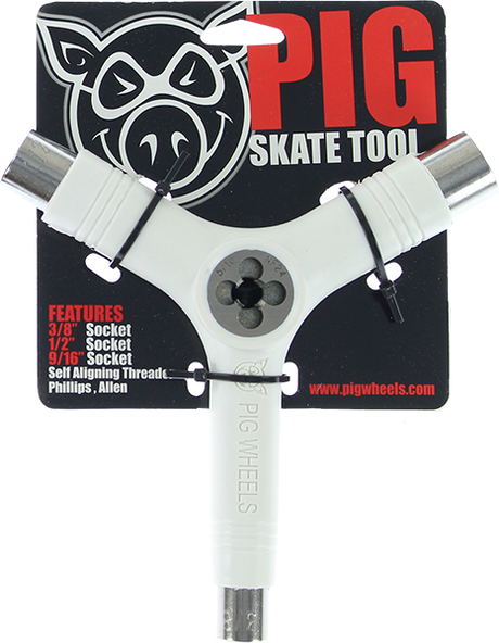 PIG SKATE SKATE TOOL-WHITE tri-socket threader