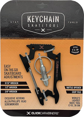 SK8OLOGY CARABINER KEYCHAIN SKATE TOOL BLACK