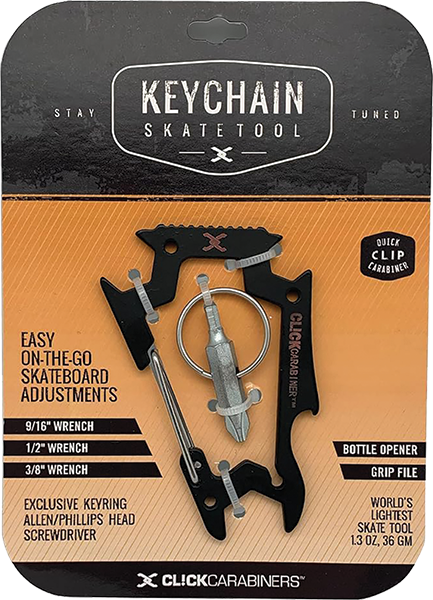SK8OLOGY CARABINER KEYCHAIN SKATE TOOL BLACK