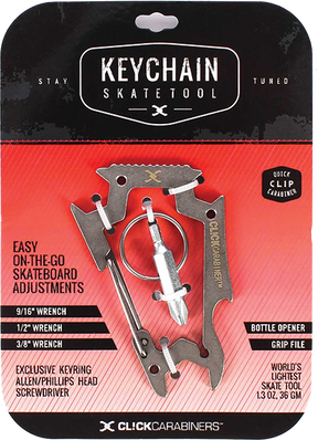 SK8OLOGY CARABINER KEYCHAIN SKATE TOOL SILVER