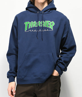 Thrasher Outlined Hoodie Navy Green