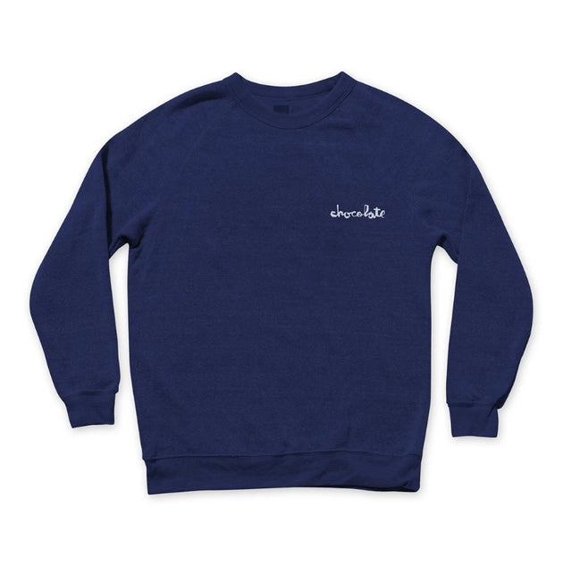 Chocoloate Mini Chunk Embroidered  Crew Sweatshirt Navy Heather
