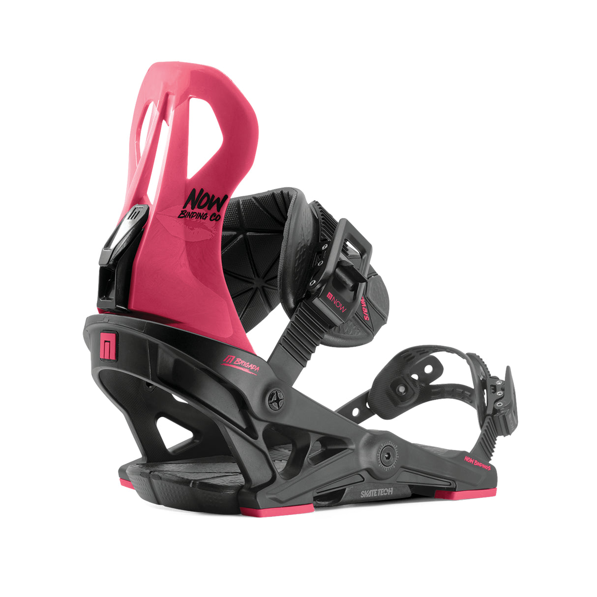 NOW Brigada Womens Snowboard Bindings Ruby Pink Black