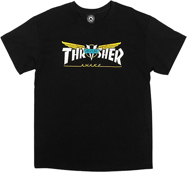 Thrasher Venture Collab SS Tshirt Black White Yellow S