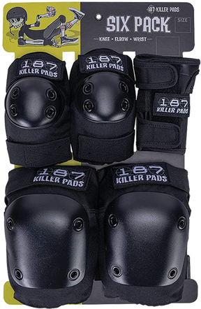 187 6-PACK JR. COMBO PAD SET KNEE WRIST ELBOW-BLK