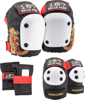 187 6-PACK PAD SET XSMALL CABALLERO DRAGON BLK