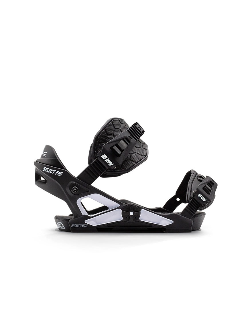 NOW Select Pro Snowboard Bindings Black White L