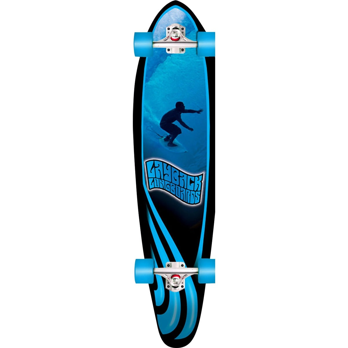 Layback Slotted Kicktail Skateboard Complete Black Blue 9.75x40