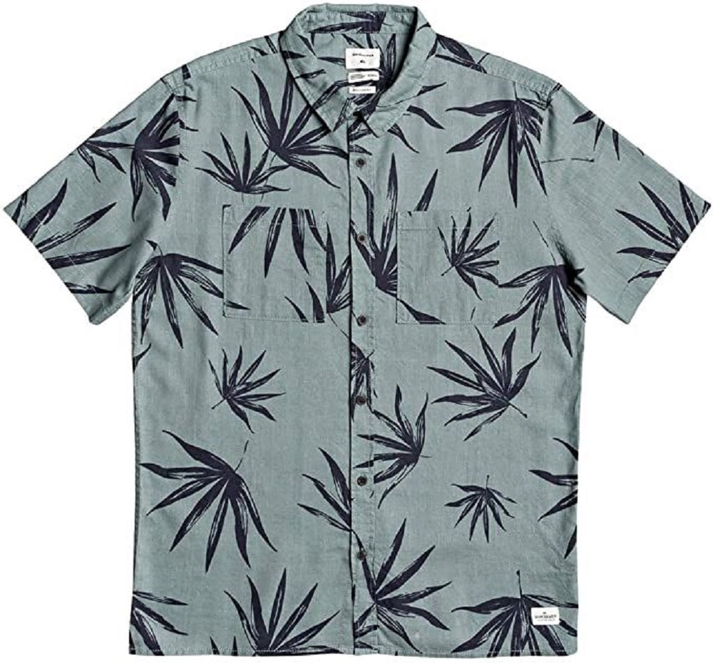 Quiksilver Deli Palms Button Up Blue Green M