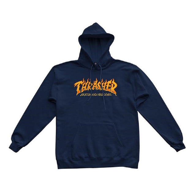 Thrasher Fire Logo Hoodie Navy