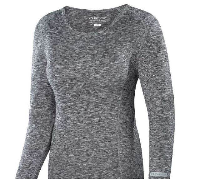Terramar Cloud Nine 2.0 Printed Scoop Womens Dark Grey Melange Large