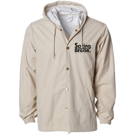 Spring Break Hooded Coach Jacket Khaki Large