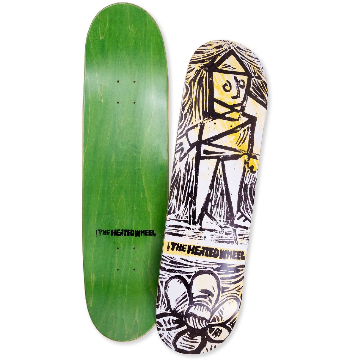 The Heated Wheel Flower Guy Skateboard Deck Yellow Black White 8.5