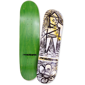 The Heated Wheel Flower Guy Skateboard Deck Yellow Black White 8.5
